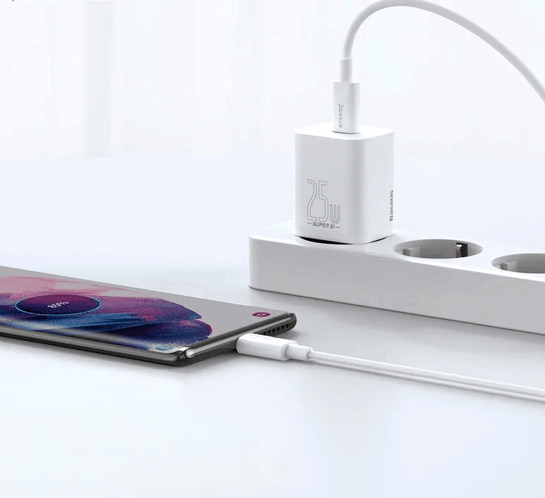 фото Сетевое зарядное устройство + кабель Type-C to Type-C Baseus USB-C 25W белый TZCCSUP-L02