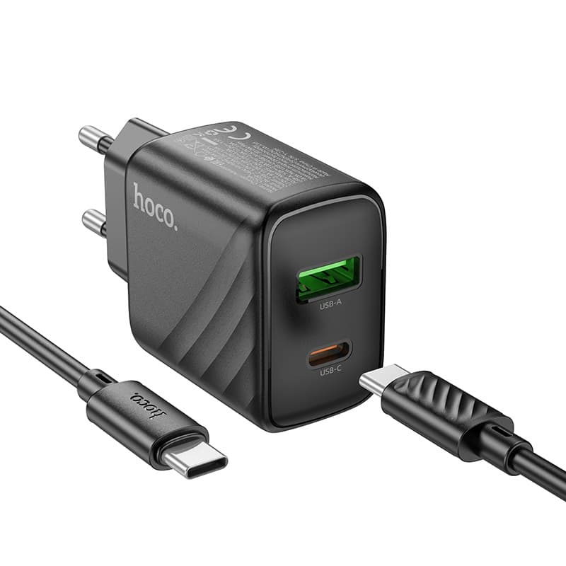 фото Сетевое зарядное устройство + кабель Type-C to Type-C HOCO CS23A PD 30W+QC3.0 3A черный