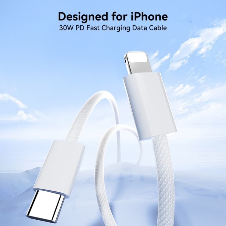 Кабель для зарядки iP Lightning to Type-C Joyroom S-A45 PD 30W 1м в нейлоновой оплетке белый Кабель для зарядки iP Lightning to Type-C Joyroom S-A45 PD 30W 1м в нейлоновой оплетке белый