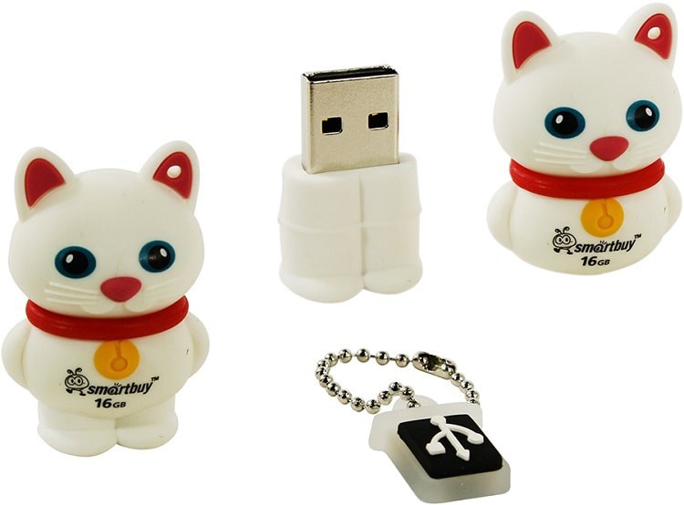 Изображение Флеш-накопитель Smartbuy Wild series Котенок белый 16Gb