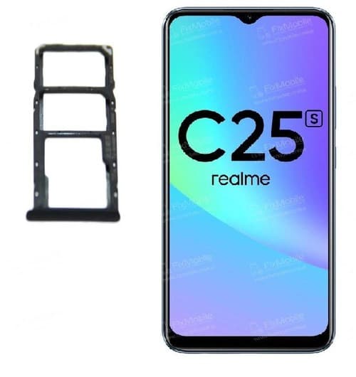 Держатель сим для Realme C25S черный Держатель сим для Realme C25S черный