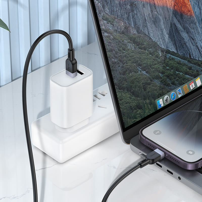 Кабель для зарядки iP Lightning to Type-C HOCO X109 PD 27W 3м силиконовый черный