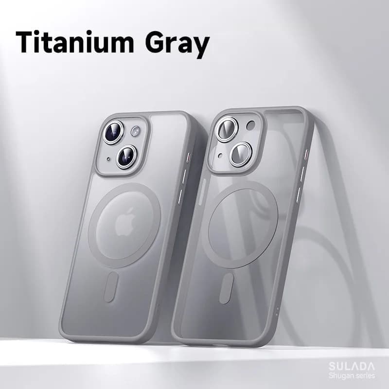 фото Чехол накладка для Samsung S26 Ultra SULADA Shugan силикон+пластик притемненный матовый титановый черный бампер с магнитом