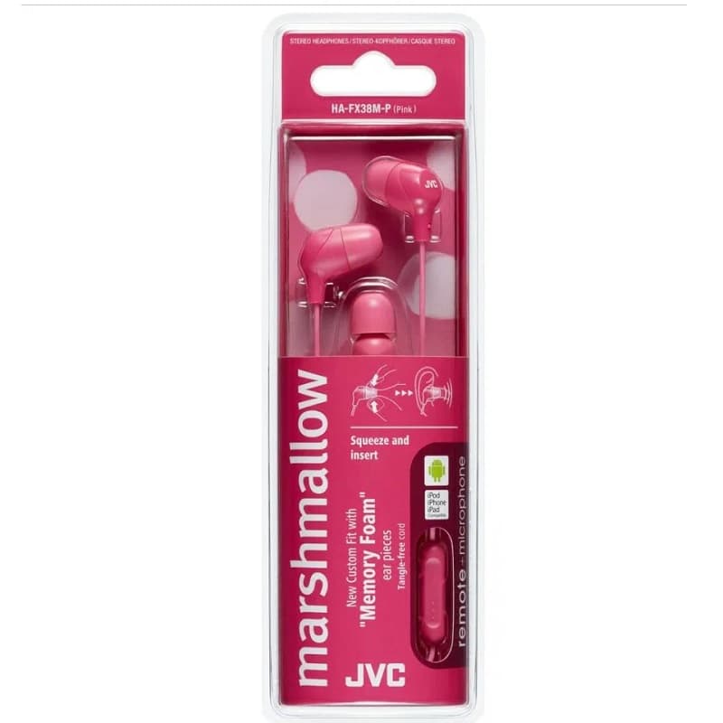 фото Наушники проводные с микрофоном JVC Marshmallow HA-FX38M-P-E розовые