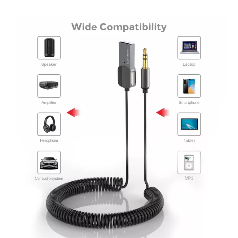 фото Блютуз aux FM трансмиттер bluetooth адаптер ресивер Ealdom ET-M64 черный