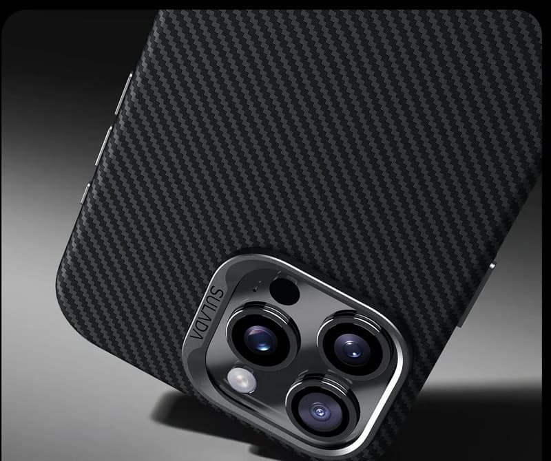 фото Чехол накладка для iphone 16 Pro (6.3) SULADA Gentleman карбон пластик черный с магнитом