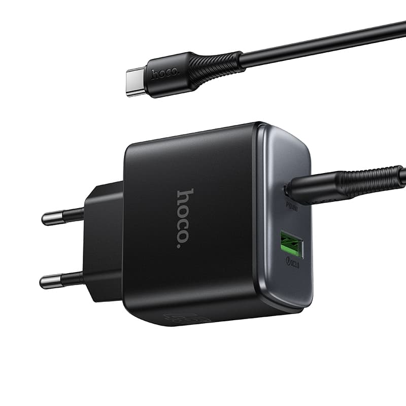 фото Сетевое зарядное устройство + кабель Type-C to Type-C HOCO C158A PD 45W+QC3.0 черный