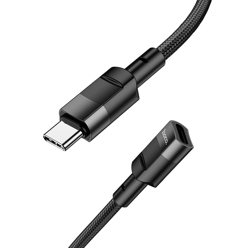Кабель переходник OTG с Type-C USB (M) на Type-C USB (F) 2.0 HOCO U107 1.2m 3A черный