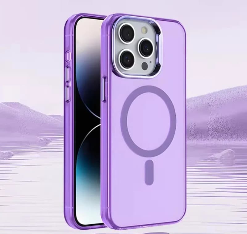 фото Чехол накладка для iphone 15 Pro Max (6.7) Magnetic силикон+пластик с магнитом для magsafe фиолетовая