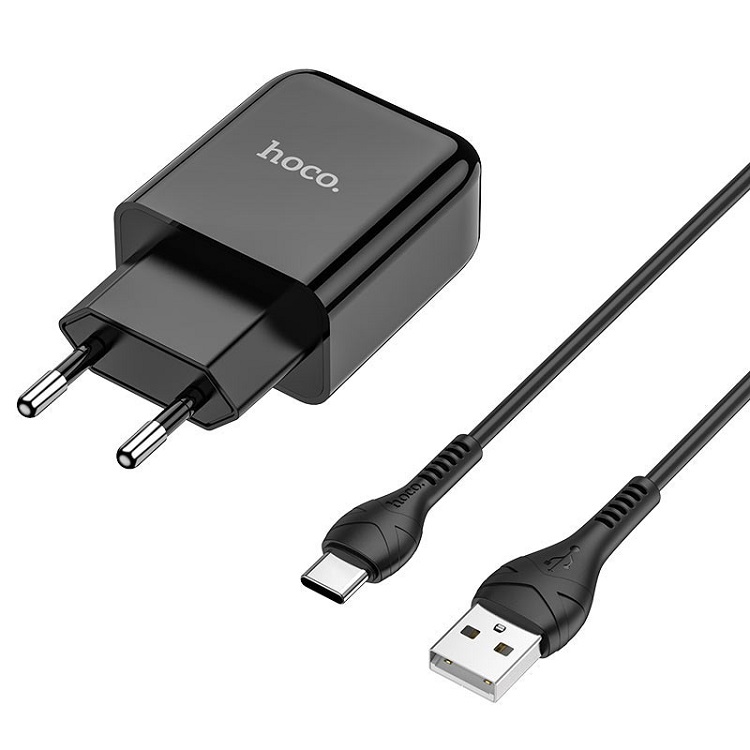 фото Сетевое зарядное устройство + кабель Type-C HOCO N2 1USB 2.1A черный