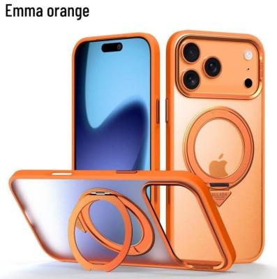 Чехол накладка для iphone 17 Pro Max (6.9) SULADA Cool Shield силикон+пластик прозрачный матовый оранжевый бампер с магнитом для magsafe и кольцом-держателем