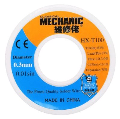 Припой в проволоке MECHANIC HX-T100 диаметр 0,3мм 55грамм с флюсом