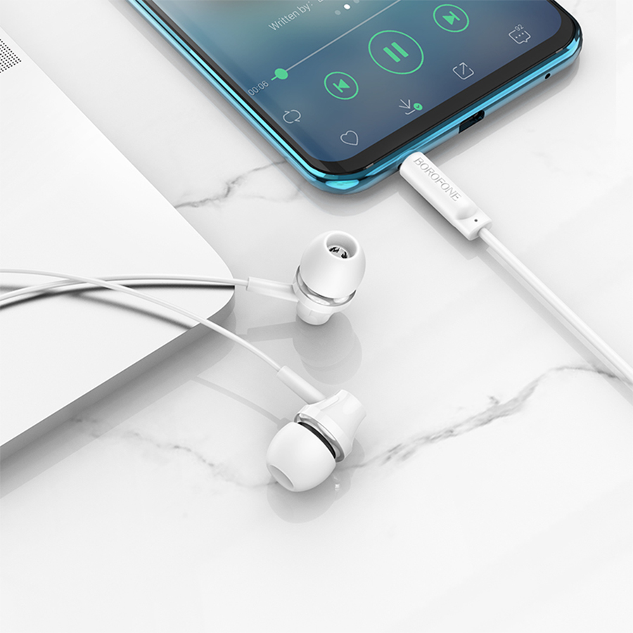 фото Наушники проводные Borofone BM74 Jack 3.5mm, 1.2 м с микрофоном белые