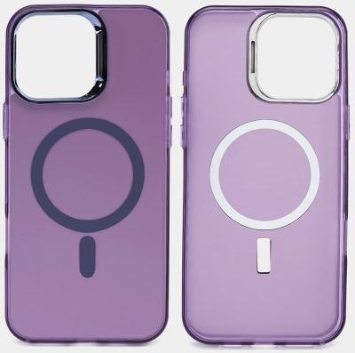 Чехол накладка для iphone 14 (6.1) Magnetic силикон+пластик с магнитом для magsafe матовая фиолетовая