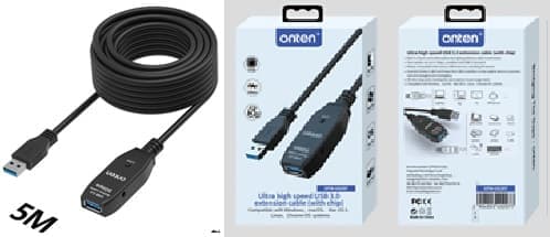 Кабель удлинитель USB AM-AF Onten OTN-US207 USB 3.0 5Gbps сверхскоростной с чипом 5м черный