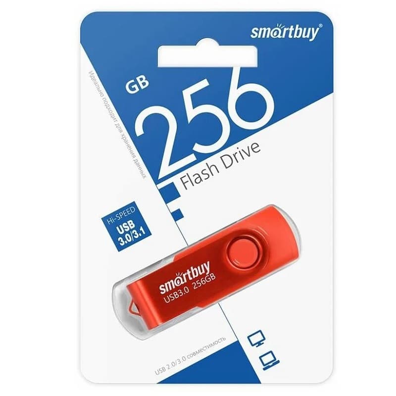 Изображение Флеш-накопитель Smartbuy Twist USB 3.0/3.1 красный 256Gb