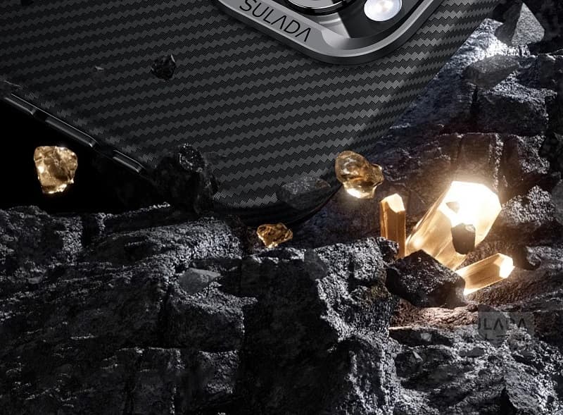 фото Чехол накладка для iphone 16 Pro Max (6.9) SULADA Gentleman карбон пластик синий с магнитом для magsafe