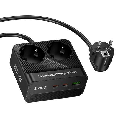 Сетевой фильтр HOCO AC27 2 гнезда + 2 Type-C USB-C PD30W + USB QC18W 2м 2500W черный