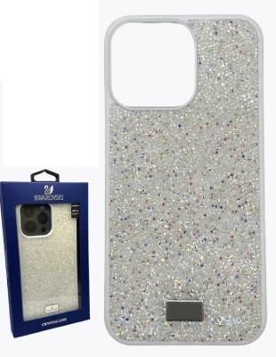 Чехол накладка для iphone 16 (6.1) силикон+пластик стразы белая