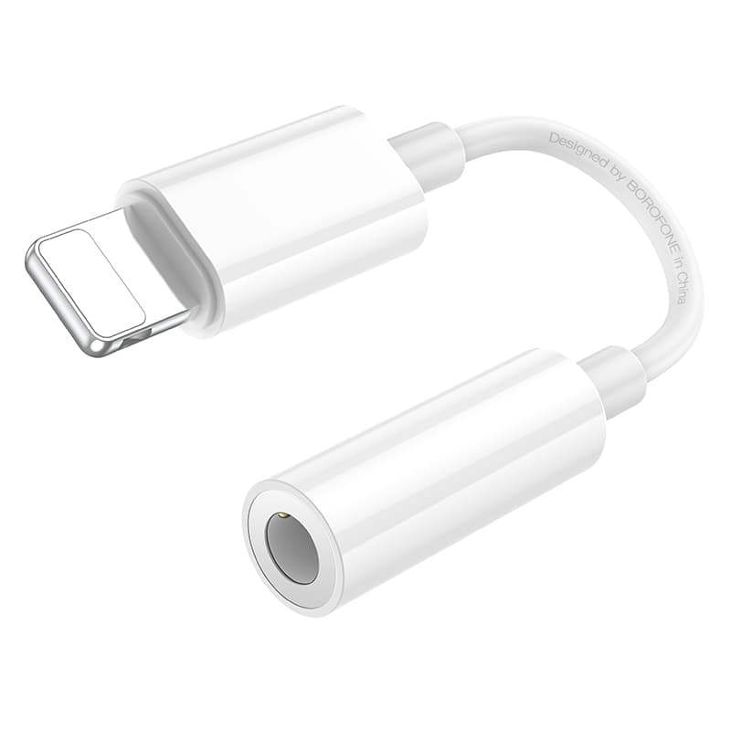 Аудио адаптер переходник для наушников iphone с Lightning на Jack 3.5 Borofone BV21 белый Аудио адаптер переходник для наушников iphone с Lightning на Jack 3.5 Borofone BV21 белый