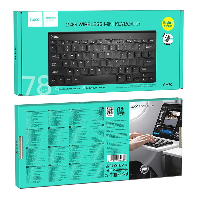 Клавиатура беспроводная HOCO GM70 Mini 2.4G черная
