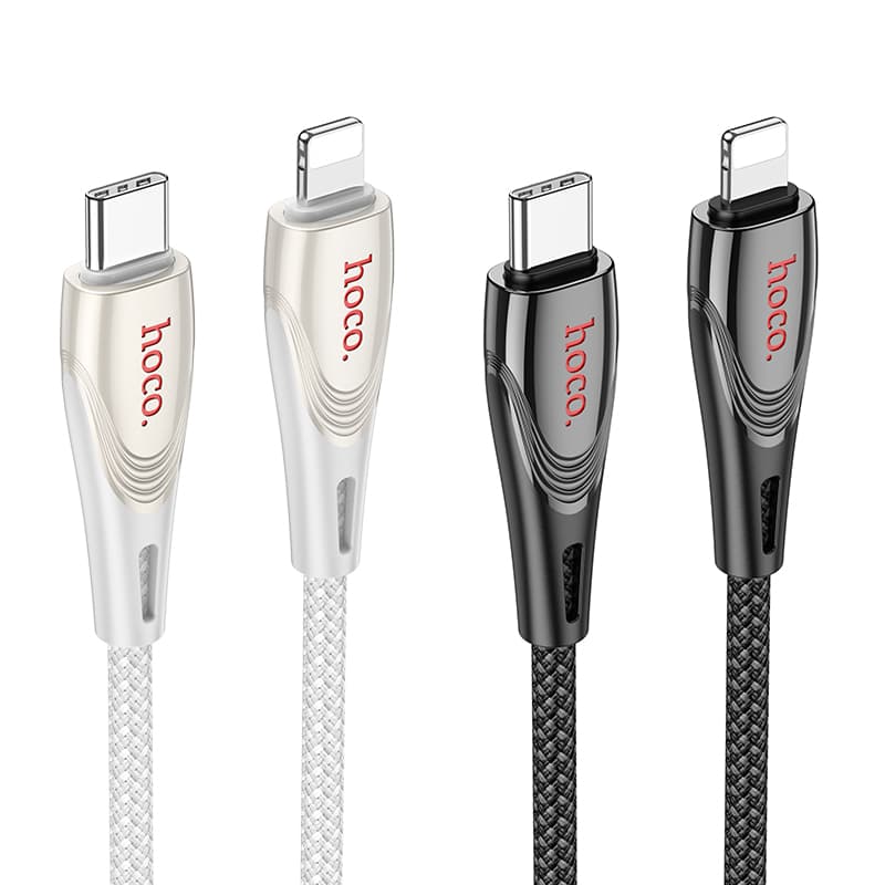 Кабель для зарядки iP Lightning to Type-C HOCO U133 PD 27W 1.2м в оплетке серый