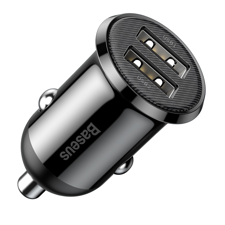 Изображение Автомобильное зарядное устройство Baseus Grain Pro 2USB 4.8A черное CCALLP-01 фото Автомобильное зарядное устройство Baseus Grain Pro 2USB 4.8A черное CCALLP-01