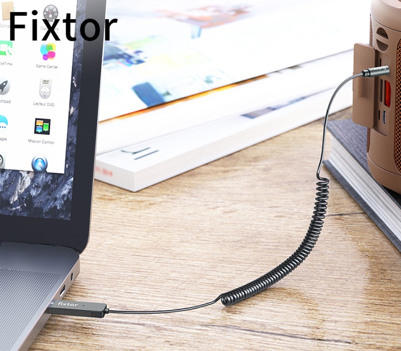 фото Блютуз aux FM трансмиттер bluetooth адаптер ресивер Fixtor BUA2 черный