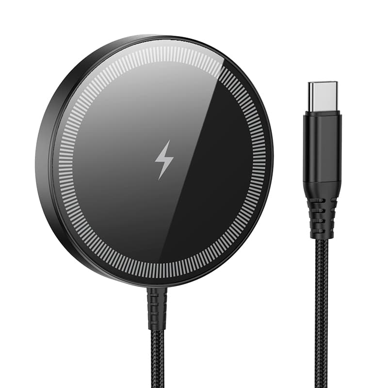 фото Беспроводное зарядное устройство магнитное HOCO CQ17 15W с LED дисплеем USB-C Type-C черное