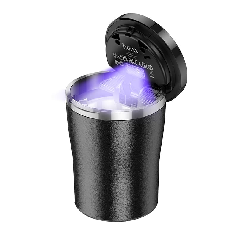Изображение Пепельница автомобильная Hoco ZP9 Solar с крышкой и LED подсветкой черная сайта akstel.ru фото Пепельница автомобильная Hoco ZP9 Solar с крышкой и LED подсветкой черная