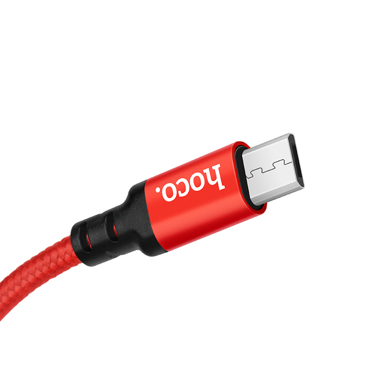 Кабель для зарядки Micro USB HOCO X14 2м плетеный красно-черный