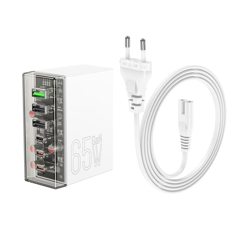 фото Сетевое зарядное устройство Адаптер Блок питания HOCO N36 3USB+3Type-C USB-C / QC3.0+PD 65W белое