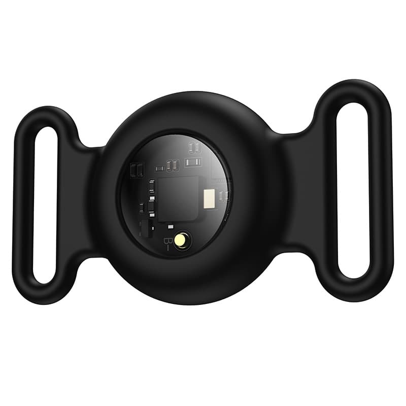 фото Беспроводная метка GPS трекер маячок AirTag Hoco E91C Tiger для iphone белый с черным чехлом