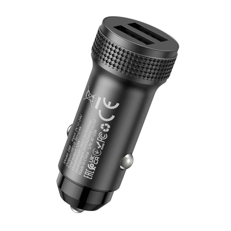 фото Автомобильное зарядное устройство HOCO Z49 2USB 2,4A 12W черное