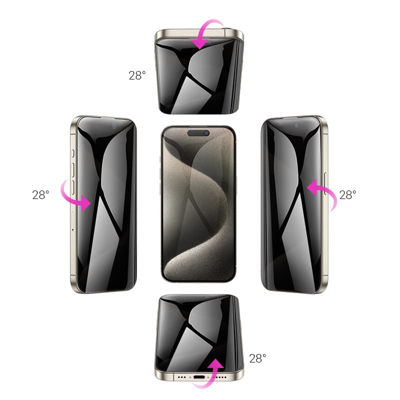 фото Защитное стекло для iphone 15 Pro 6.1 HOCO A38 антишпион 360 0.25mm черное