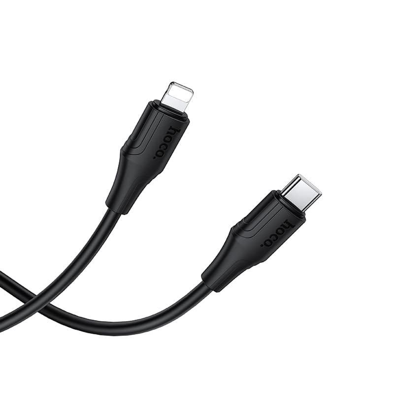 Кабель для зарядки iP Lightning to Type-C HOCO X124 PD 27W 1м огнестойкий силиконовый черный