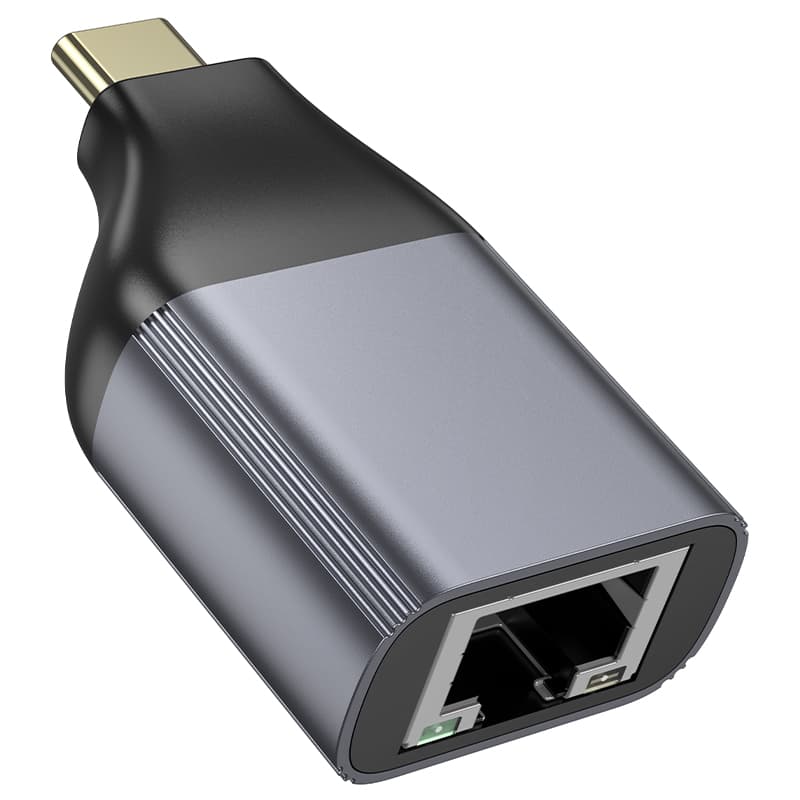 Адаптер переходник сетевая карта с Type-C на RJ45 Ethernet интернет 100Mbit Hoco UA35 серый металл