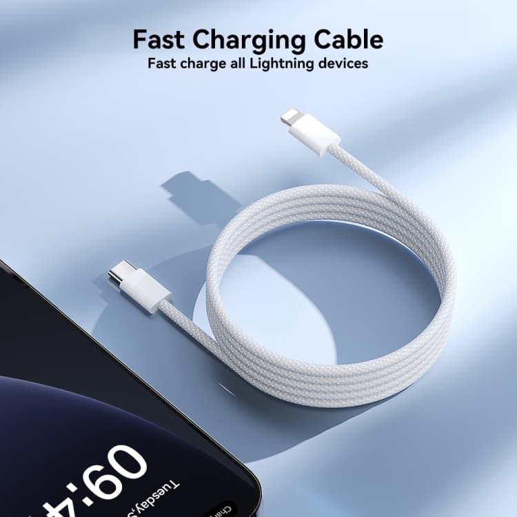 Кабель для зарядки iP Lightning to Type-C Joyroom S-A45 PD 30W 1м в нейлоновой оплетке белый Кабель для зарядки iP Lightning to Type-C Joyroom S-A45 PD 30W 1м в нейлоновой оплетке белый