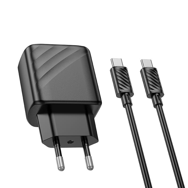 фото Сетевое зарядное устройство + кабель Type-C to Type-C HOCO CS22A PD 30W черный