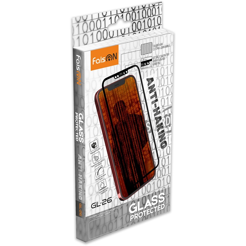 фото Защитное стекло для iphone 12 Pro/12 6.1 FaisON GL-26 Anti-Haking 0.3mm защита динамика и фронтальной камеры черное