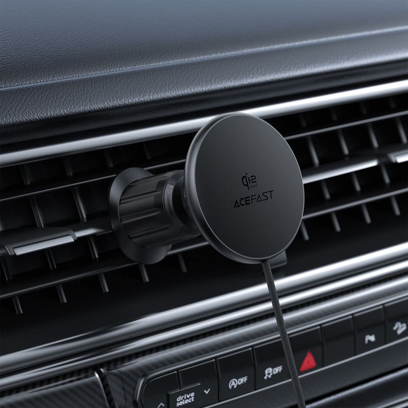 фото Автомобильный держатель для телефона Acefast E51 QI2 25W с беспроводной зарядкой в решетку вентиляции черный
