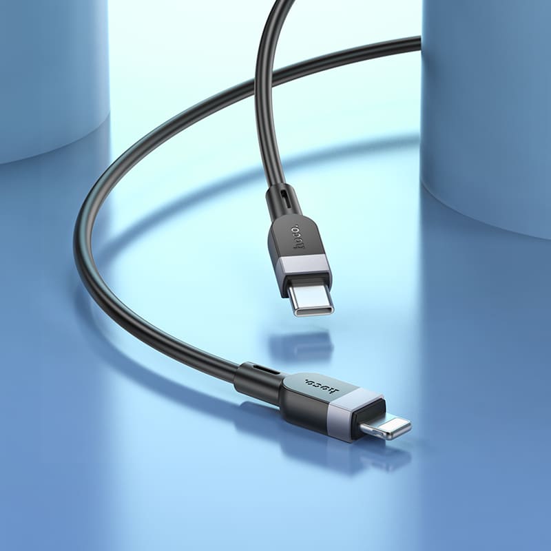 Кабель для зарядки iP Lightning to Type-C HOCO X109 PD 27W 2м силиконовый черный