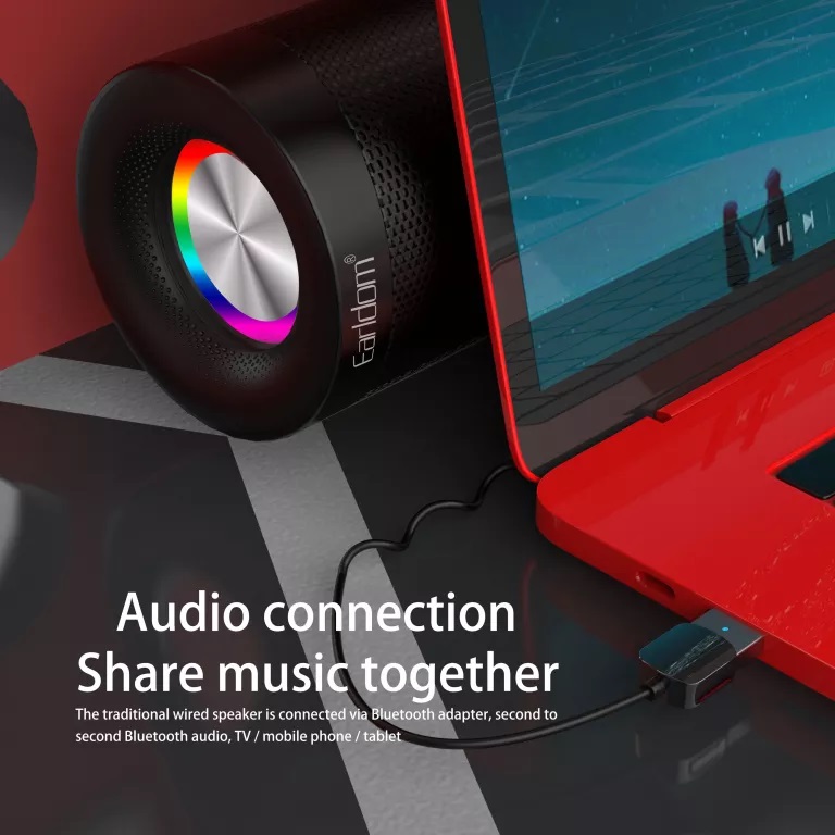 фото Блютуз aux FM трансмиттер bluetooth адаптер ресивер Ealdom ET-M64 черный