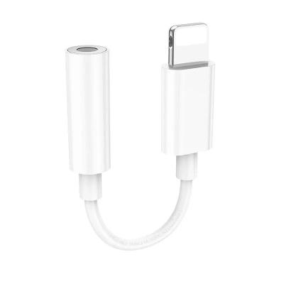 Аудио адаптер переходник для наушников iphone с Lightning на Jack 3.5 Hoco LS34 белый