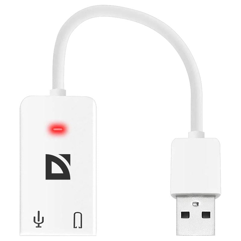 Внешняя USB звуковая карта с USB на 2xJack 3.5 Defender 0.1м белая