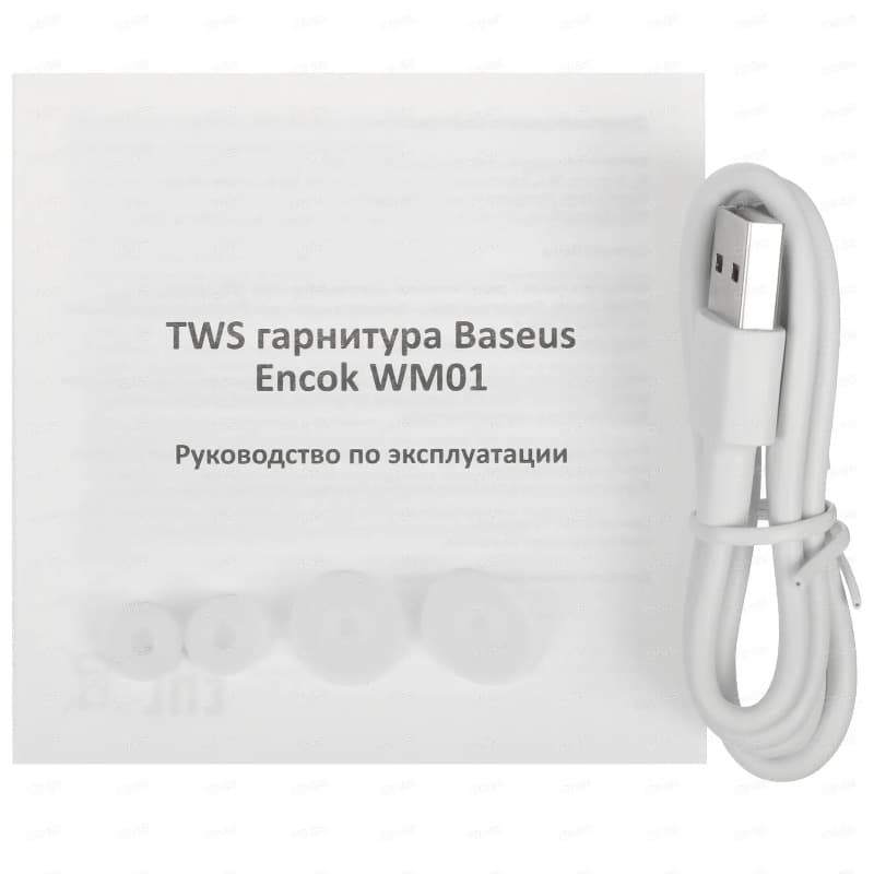 Изображение Наушники беспроводные Baseus Encok WM01 белые фото Наушники беспроводные Baseus Encok WM01 белые