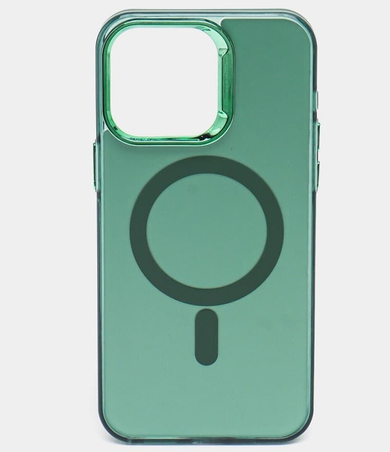 фото Чехол накладка для iphone 16 Pro Max (6.9) Magnetic силикон+пластик с магнитом для magsafe зеленая