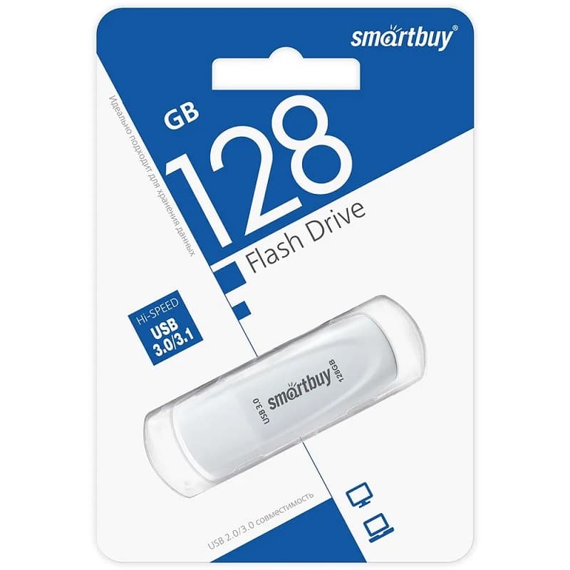 Изображение Флеш-накопитель Smartbuy Scout USB 3.0/3.1 белый 128Gb Изображение Флеш-накопитель Smartbuy Scout USB 3.0/3.1 белый 128Gb