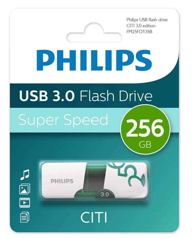 Изображение Флеш-накопитель Philips CITI USB 3.0 пластик белый зеленый 256Gb