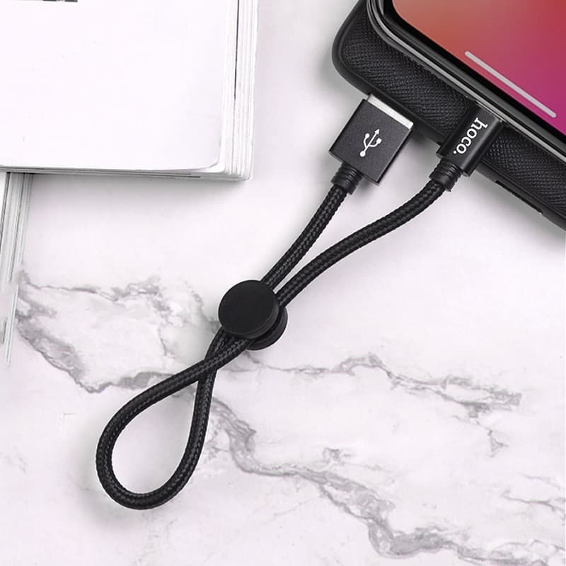 Кабель для зарядки iphone Lightning HOCO X35 25см 2.4А черный
